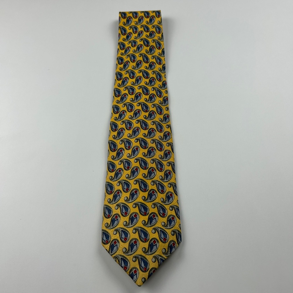 Vintage Robert Talbott Studio Nordstrom XL Yellow Paisley Silk Tie USA